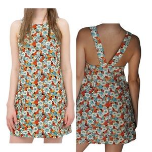 ZARA MULTICOLOURED FLORAL MINI DRESS SIZE SMALL